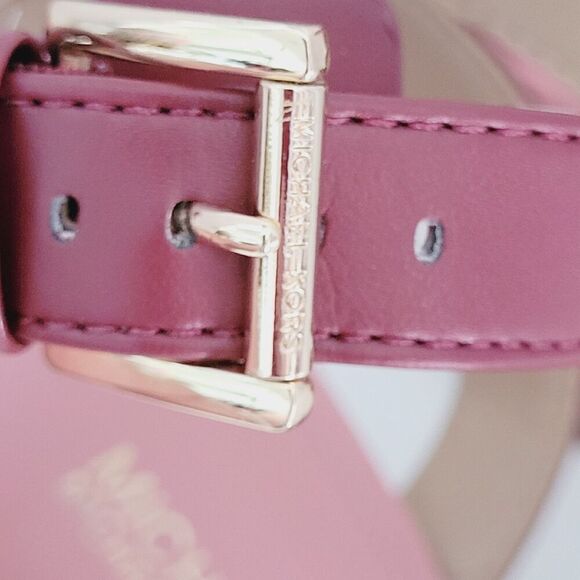 8.5 Women's MK MICHAEL KORS Burgundy Wine Ankle Strappy Block Heel Sandals - Picture 14 of 14